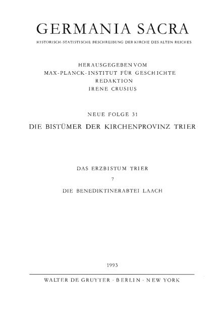 Die Benediktinerabtei Laach - Germania Sacra Online