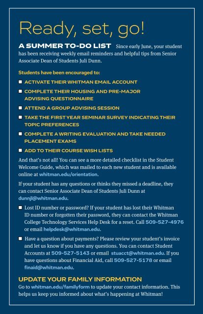 Whitman College Family Welcome Guide 2021