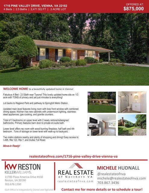 2021-0716 | 1716 Pine Valley Drive | Vienna, VA 22182