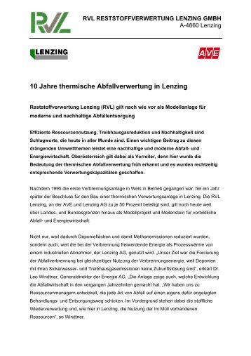 10 Jahre thermische Abfallverwertung in Lenzing - Energie AG ...