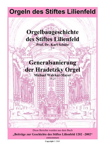 Orgeln des Stiftes Lilienfeld - Walcker-Mayer