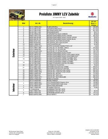  JIMNY LCV Zubehör Preisliste April 2023