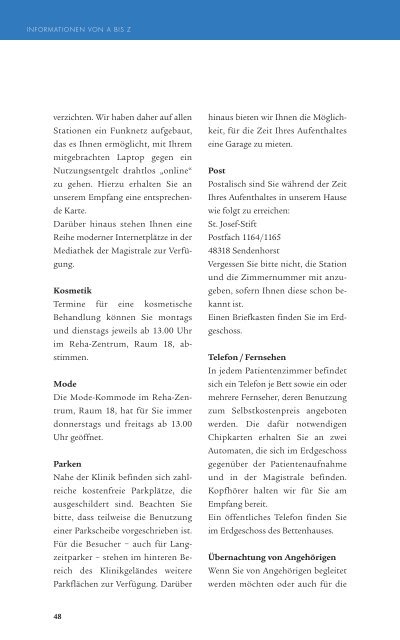 Informationen für unsere Patienten - St. Josef-Stift Sendenhorst