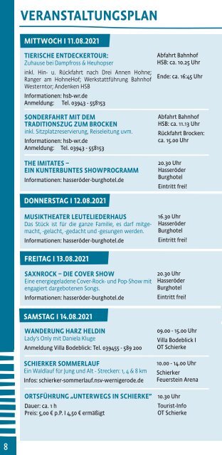 Wernigerode & Schierke August Tipps 2021