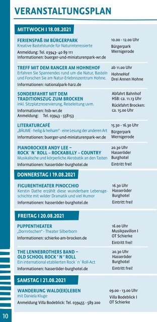 Wernigerode & Schierke August Tipps 2021