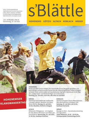 s'Blättle Nr. 29 - Do, 22. Juli 2021