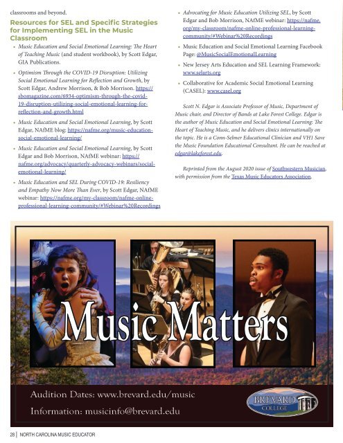 North Carolina Music Educator Journal Summer 2021