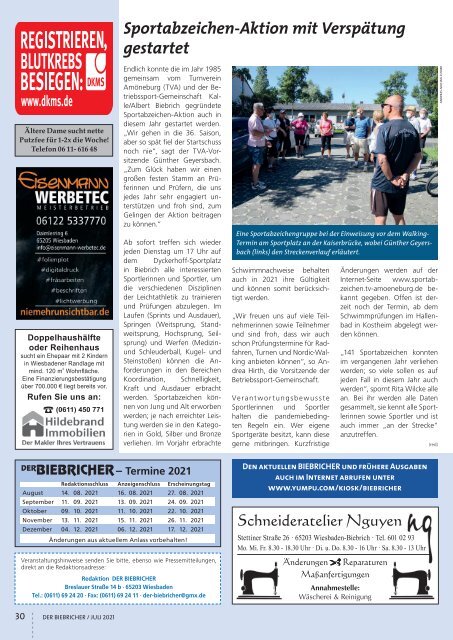 DER BIEBRICHER, Nr. 356, Juli 2021