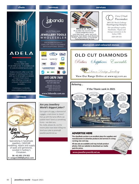 Jewellery World Magazine - August 2021