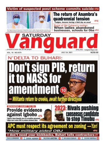 24072021 - Dont Sign PIB return it to NASS for amendment 