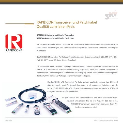 RAPIDCON - optische und Kupfer - 3KV GmbH