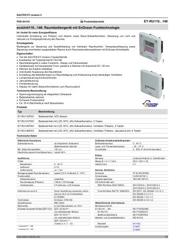 EY-RU110...146 ecoUnit110...146: Raumbediengerät mit ... - Sauter