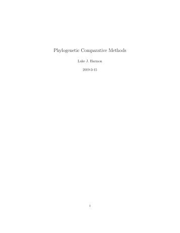 Phylogenetic Comparative Methods, 2019