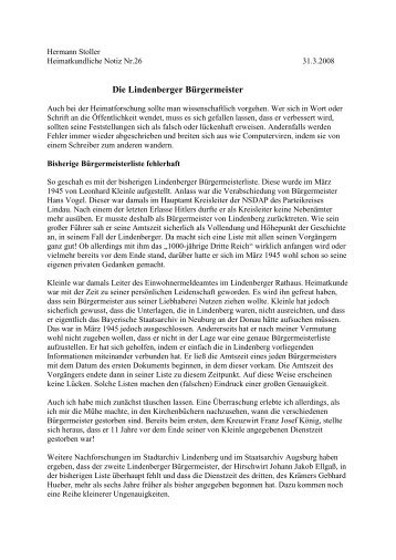 Die Lindenberger Bürgermeister - Geschichts