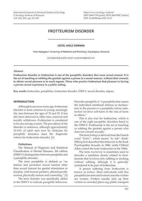 Frotteurism disorder