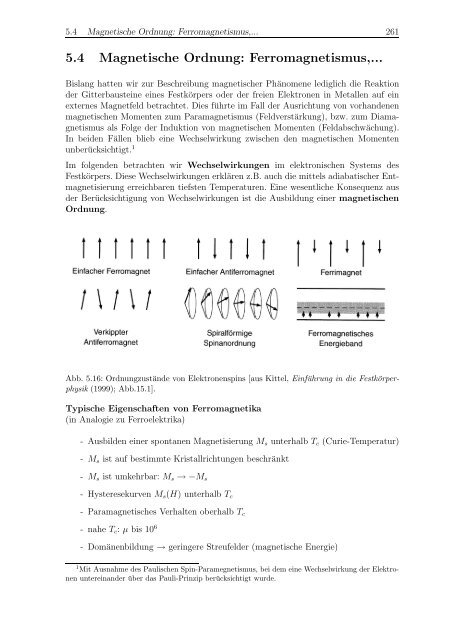 5.4 Magnetische Ordnung: Ferromagnetismus,...