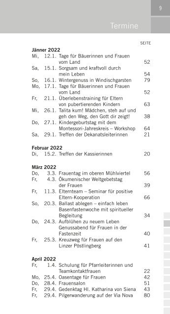 kfb Veranstaltungskalender 2021/2022