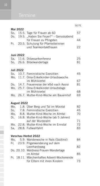 kfb Veranstaltungskalender 2021/2022