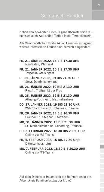 kfb Veranstaltungskalender 2021/2022