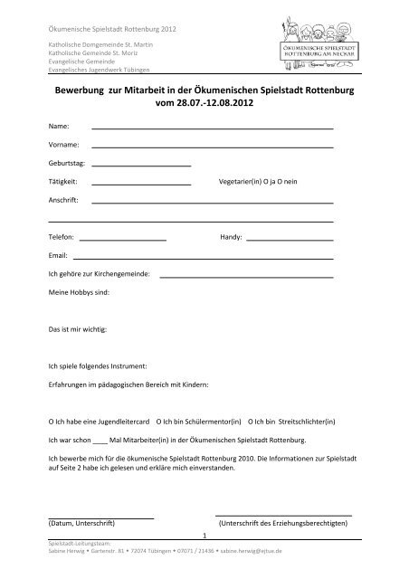 2012 Bewerbung SpRo - Evangelisch in Rottenburg