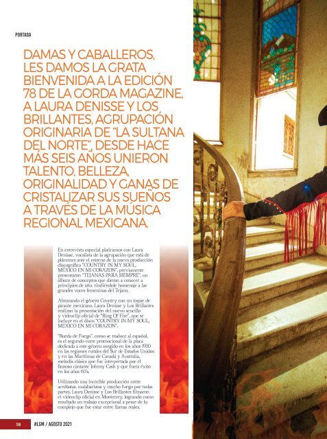 La Gorda Magazine Año 7 Edición Número 78 Agosto 2021 Portada: Laura Denisse y Los Brillantes