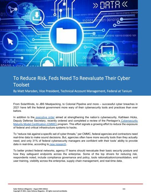 Cyber Defense eMagazine August Edition for 2021