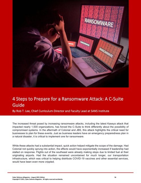 Cyber Defense eMagazine August Edition for 2021