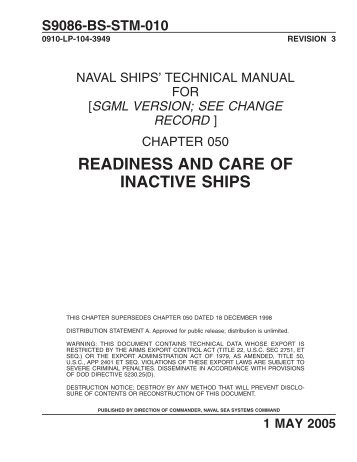 S9086-BS-STM-010(READINESS AND CARE OF INACTIVE SHIPS)