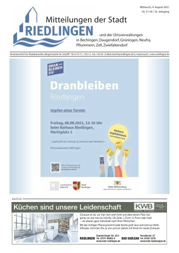 Amtliches Mitteilungsblatt Riedlingen 04.08.2021