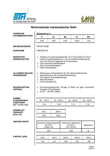 Nichtrostender martensitischer Stahl - STM Stahl