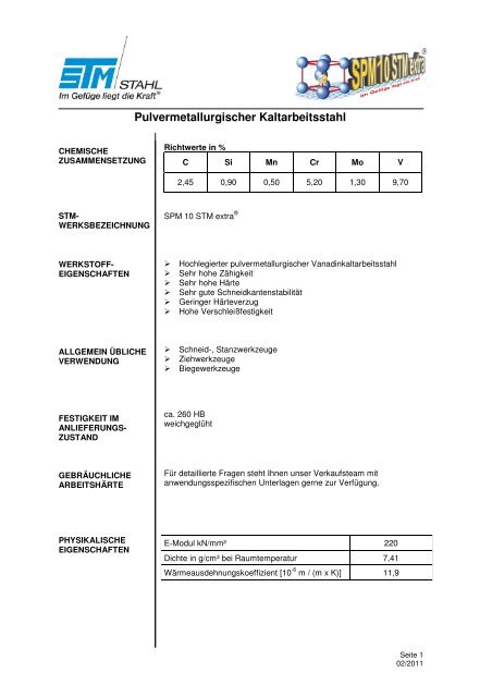 Pulvermetallurgischer Kaltarbeitsstahl - STM Stahl