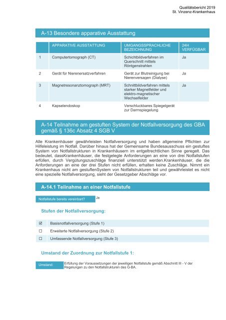 Qualitätsbericht 2019 - St. Vinzenz-Krankenhaus