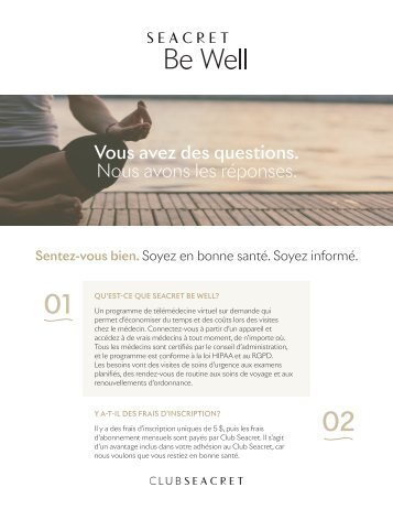 Club Seacret Be Well : Foire aux questions