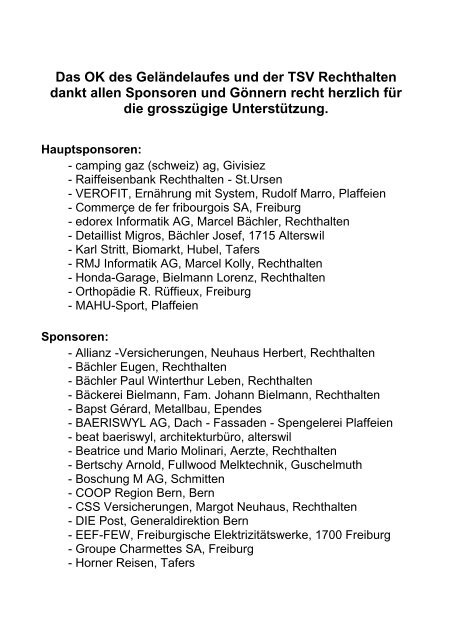 Sponsoren - TSV Rechthalten