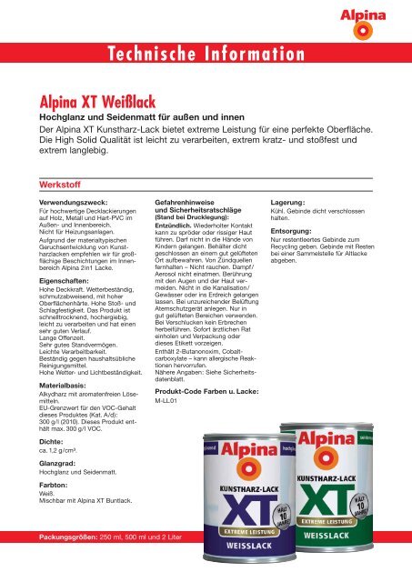 Alpina Weisslack Zuhause