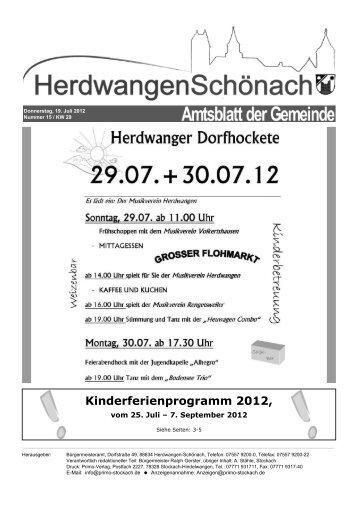 Kinderferienprogramm 2012, - Herdwangen-Schönach