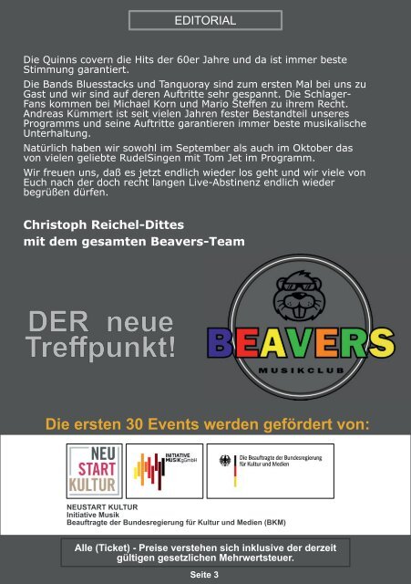 Programmheft BEAVERS - September-Oktober-2021