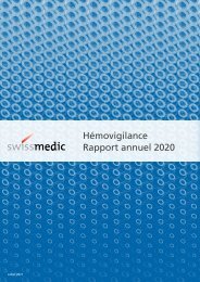 Swissmedic Hémovigilance Rapport annuel 2020