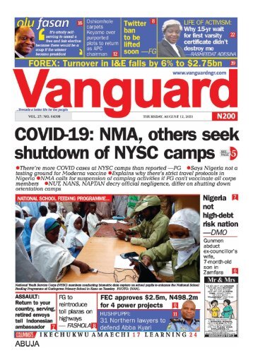 12082021 - COVID 19 NMA others seek shutdown of NYSC camps