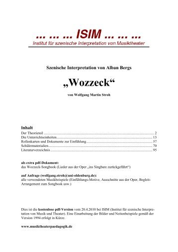 Wozzeck - Institut für Szenische Interpretation von Musik + Theater