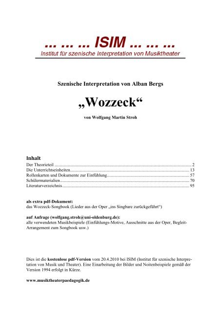 Wozzeck - Institut für Szenische Interpretation von Musik + Theater