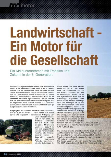 der motor – Sonderausgabe Land- und Baumaschinen – Kommunikation für die Branche