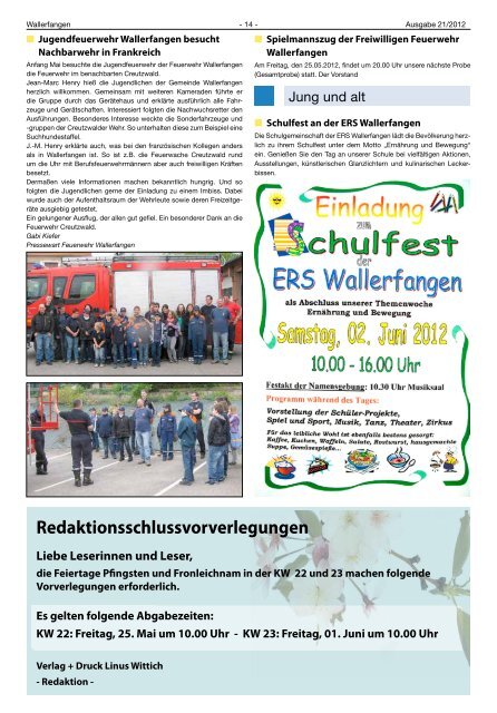 Mitteilungsblatt - Gemeinde Wallerfangen