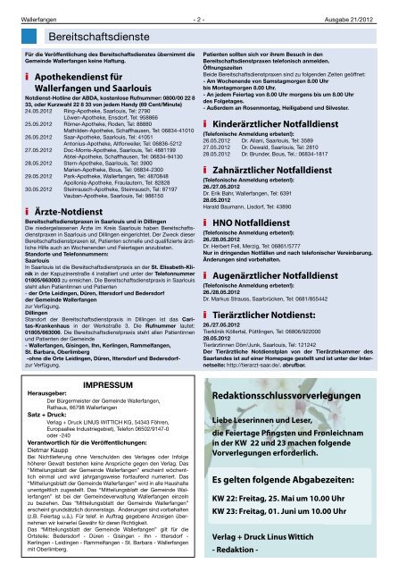 Mitteilungsblatt - Gemeinde Wallerfangen