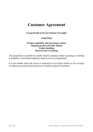 LFM Customer Agreement - Group protection benefits proposition