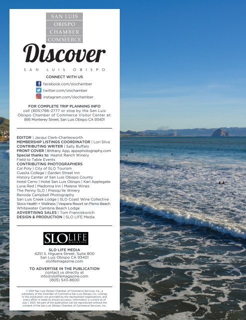 Discover: San Luis Obispo Chamber of Commerce Visitors Guide 2021/2022