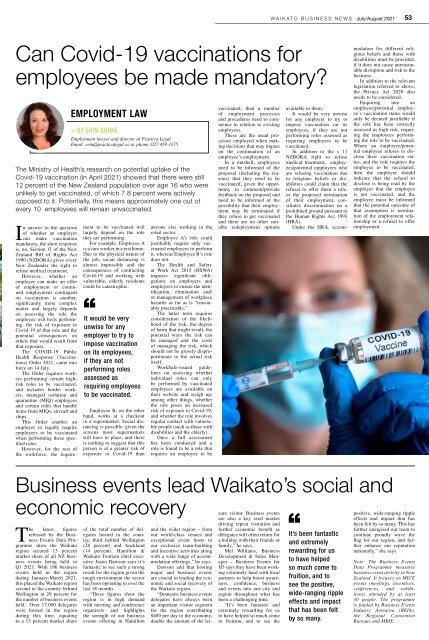 Waikato Business News July/August 2021