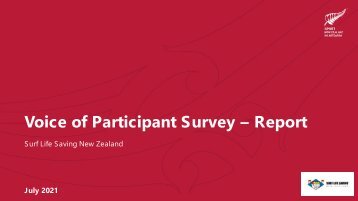 Voice of Participant Survey – Report - Surf Life Saving New Zealand