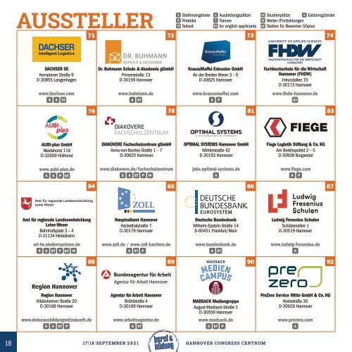 MesseMagazin zur 30. beruf & bildung 2021 am 17./18. September 2021 im HCC Hannover