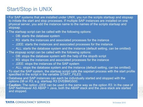 in startsap/stopsap command line executable , the ... - BeKnowledge